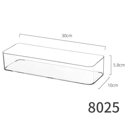 Desktop Storage Box Drawer Built-in Partition Transparent Acrylic Narrow Long Rectangular Cosmetic Workstation Kitchen