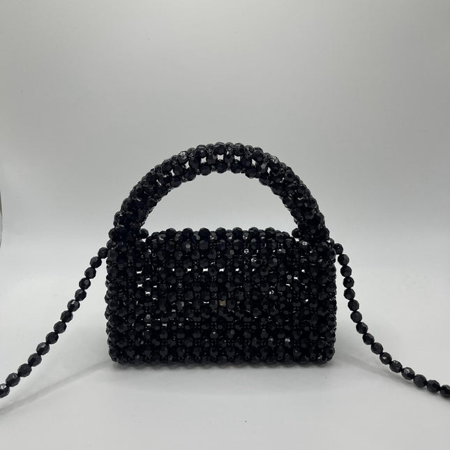 Simple High-end Retro Champagne Small Mobile Phone Bag Homemade Heavy Industry Crossbody Portable Woven Bead Bag diy Material Bag