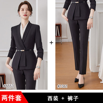 High-end professional suit suit women's long-sleeved jewelry gold shop elegant slim suit formal wear front desk manager work clothes