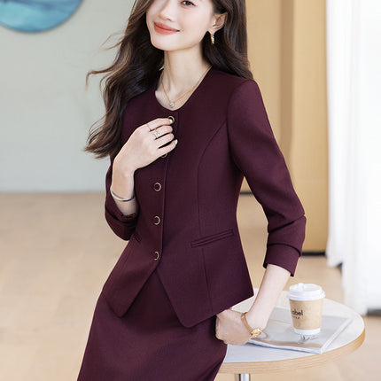 Cross-Border High-End Suit Dress for Women, Elegant Host Formal Wear, Beauty Salon Front Desk Receptionist Professional Work Uniform