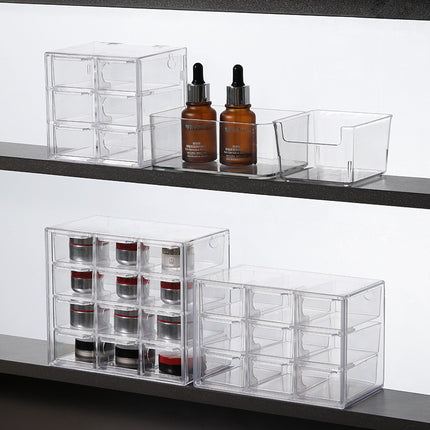 Mirror Cabinet Mini Drawer Box with Pull-Out Transparent Box Jewelry Classification Storage Box Storage Rack Multi-Specification Rice Wood Japanese Style