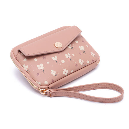 New Passbook Bag Sweet Girl Flower Flower Mini Coin Purse Large Capacity Leather Small Organ Women Wholesale