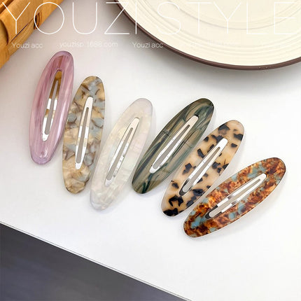 Korean-Style Acetate Oval Side Bangs Clip Ins-Style Simple Temperament Bb Clip Bobby Pin Hairpin Women's Hair Accessory