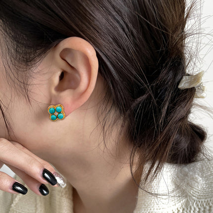 New Chinese Style Retro Style Turquoise Earrings, Charming Classic Niche Design, New Summer Style Bohemian Style