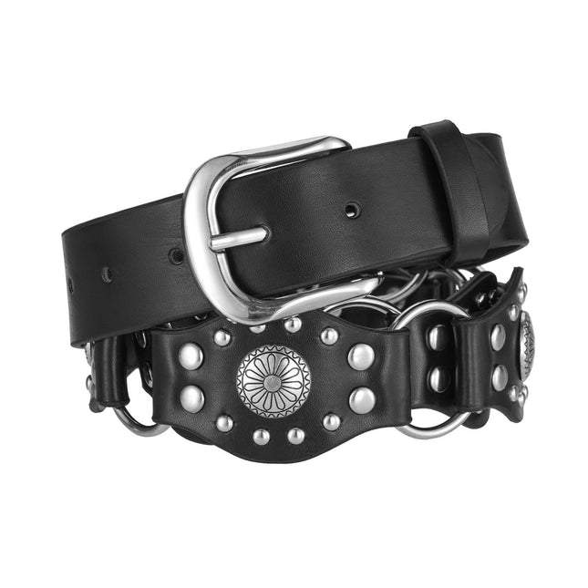Western Denim Belt Women's 2025 New American Retro Brown Rivet Belt All-match Jeans with Ins Style
