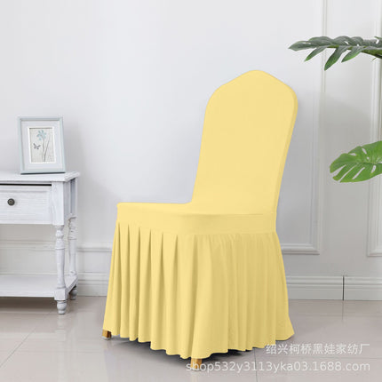 Chair Cover Thickened Stretch Pleated Skirt Dining Chair Cover Hotel Wedding Banquet Event Stool Cover Hotel Cloth