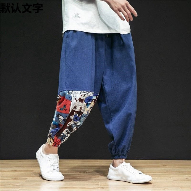 Linen Ankle-length Pants Men's Spring and Summer Thin Loose plus size Casual Pants Harlan Pants Chinese Style Men's Cotton and Linen Long Pants