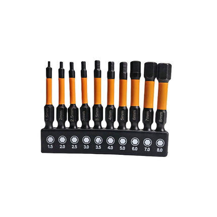 10-hole hexagon socket head plum blossom head suit black S2 material impact resistant 25,50 long cross-border Amazon