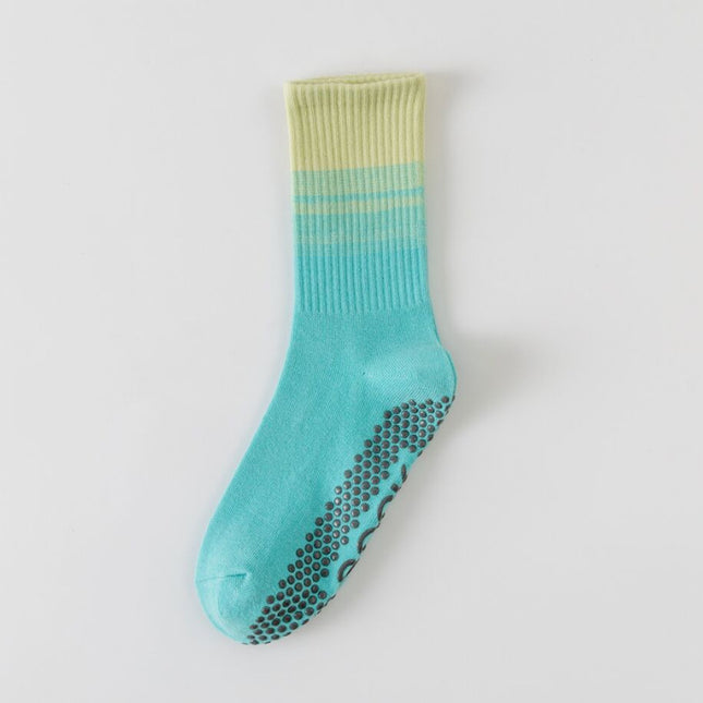 Mid-Tube Gradient Color Non-Slip Yoga Socks Spring and Summer Colorful Sports Socks Comfortable and Durable Silicone Non-Slip Bottom Fitness Socks