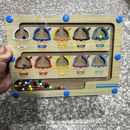 New Children's Educational Magnetic Pen Digital Maze Early Education Wooden Color Classification Counting Board Walking Bead Toys