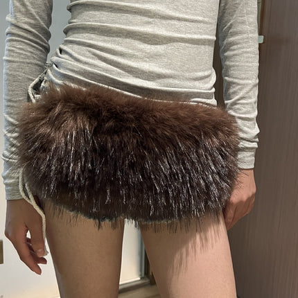 New Rabbit Fur Belt D. I .A OOTD Mao Mao Belt Europe and America Cross-border Hot Sexy Spice Girl Waist Cover Wide Belt