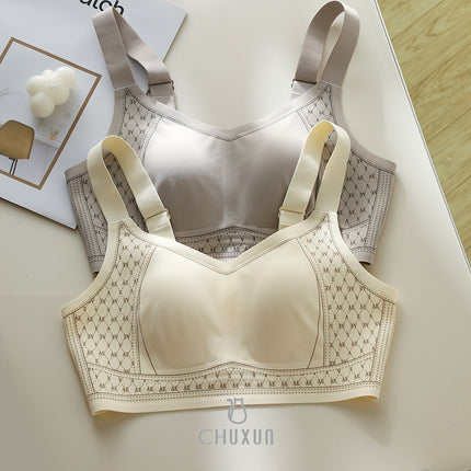 Anti-gravity Litching Underwear Women's Large Chest Small Slim-looking Summer Thin Traceless Breast-collecting Anti-sagging Comfortable Bra