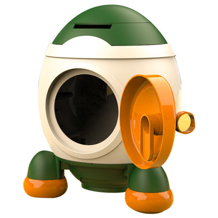 Children's Cartoon Rocket Piggy Bank with Large Capacity, Saveable and Removable Piggy Bank with Key, Cute Ornament, Supermarket Toy