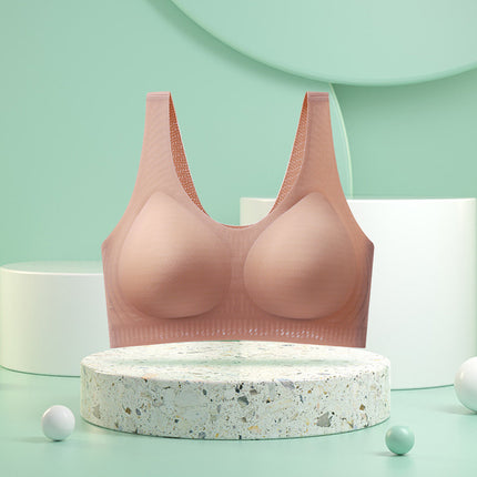 Summer Thin Large-Breasted Special Wire-Free Latex Bra Top-Up Jelly Anti-Sagging Vest-Style Seamless Intimates for Women