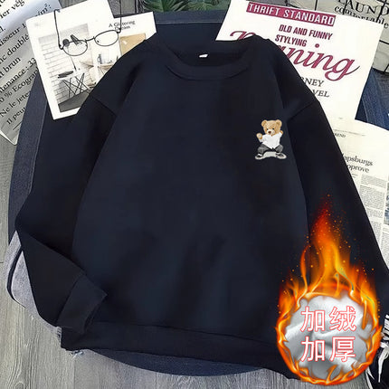 Smiley pullover sweater men's spring/autumn and winter 2023 new fashion brand loose fleece-lined warm boys' coat top clothes