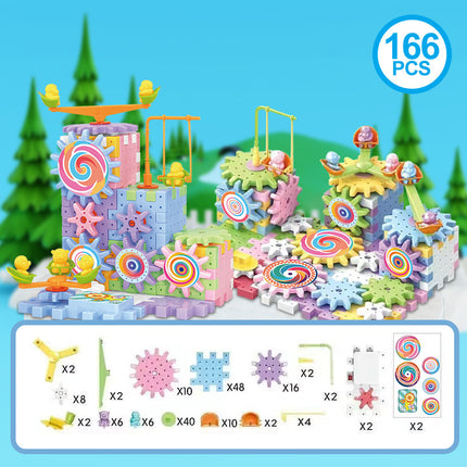 Variety of Electric Building Blocks DIY Gear Rotating Building Blocks Rail Car Kidsren's Educational Early Education Assembled Large Particle Toys