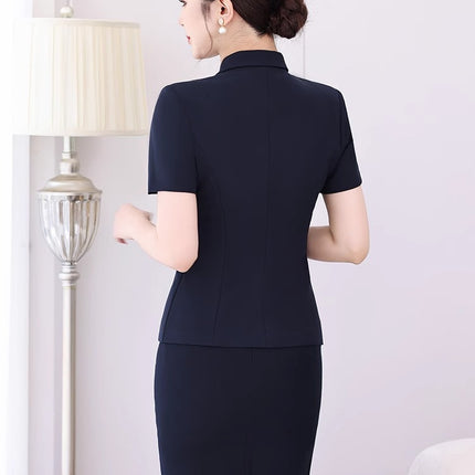 Short-sleeved Suit suit Hotel Lobby Manager Work Clothes Summer Three-button Women's Professional Dress Pants Front Desk Leader Dress