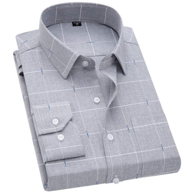 New men's long sleeve plaid shirt men's business casual shirt for the elderly Amoy supply a generation of micro-supply