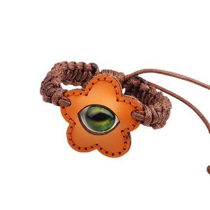 Ethnic Wax Rope Woven Bracelet Luminous Stone Devil's Eye Leather Bracelet Eye Retro Small Jewelry Wholesale