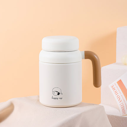 Cartoon cute high-value large-capacity new thermos stainless steel outdoor sports portable rope coffee cup