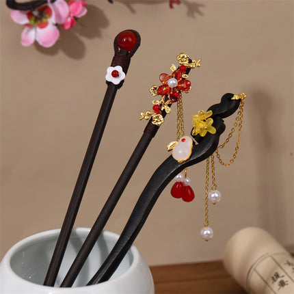 New Year Red Festive Chinese Style Hairpin Palace Style Tassel Walking Hair Hairpin Retro Hanfu Ancient Dress Cheongsam Hair Accessories Women