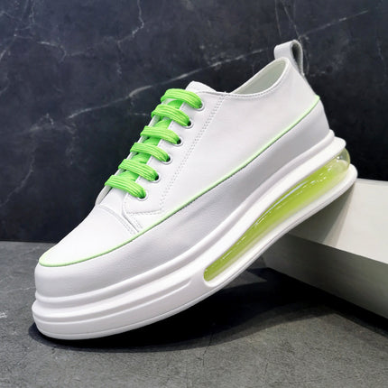 Men's Casual White Shoes, Leather Air-Cushion Sole, European Style Men's Clothing, Live Streaming, Fast Delivery, Wholesale from Wenzhou, Comfortable