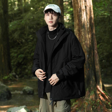 2025 New Style Jacket for Men and Women, Three-In-One Mountaineering Jacket, Windproof, Waterproof, Warm Work Clothes, Group Purchase Printing
