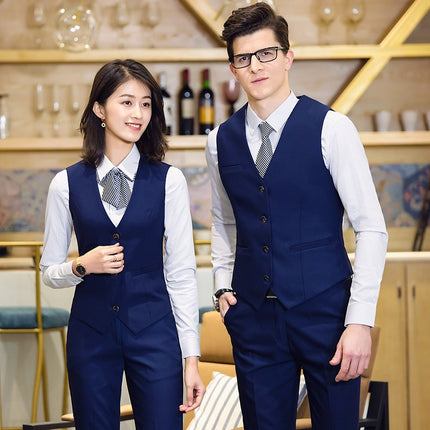 Professional Wear Men's and Women's Vest suit Hotel Front Desk KTV Attendant Work Clothes Billiards Club Embroidered LOGO