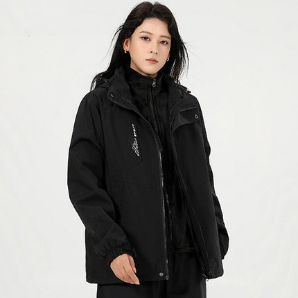 Trendy Charge Clothes Men's and Women's Three-in-One Detachable Mink Velvet Liner Autumn and Winter Outdoor Windproof Waterproof Mountaineering Suit
