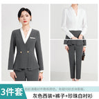 Gray suit + pants + pearl white shirt / S