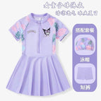 Purple one-piece swimsuit swimming cap [send safety pants]] / 100