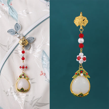 Antique Cheongsam National Tide Wind Pressure Break Elegant Pendant Brooch Hanfu Tea Clothing Tassel Retro Chinese Makeup Accessories Women