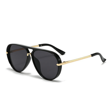 European and American Fashion Double Bridge Sunglasses Aviator Style Versatile Glasses Large Frame Retro Fluorescent Green Sunglasses for Men
