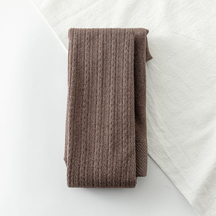Spring and Autumn Japanese Knitted Twist Leggings Socks Thickened White Pantyhose Women's Outer Wear High Waist Striped Leggings