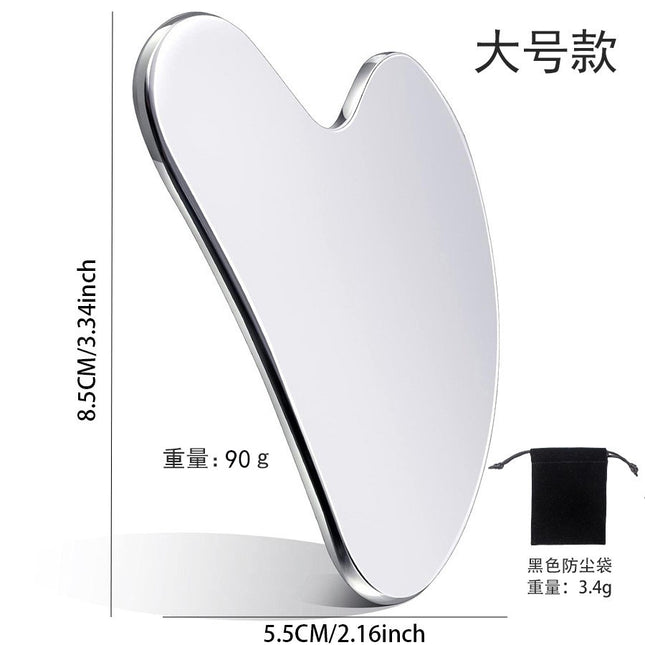 Factory direct stainless steel large heart-shaped scraping plate hand face scraping metal massage beauty tools wholesale