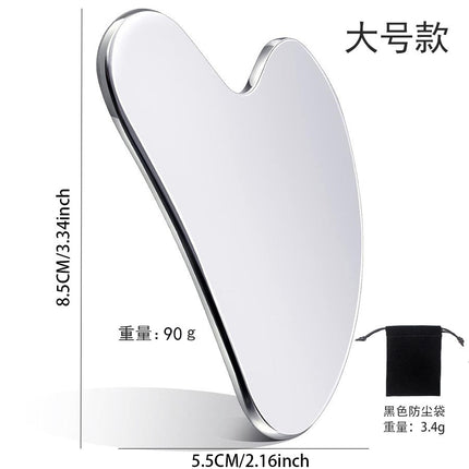 Factory direct stainless steel large heart-shaped scraping plate hand face scraping metal massage beauty tools wholesale