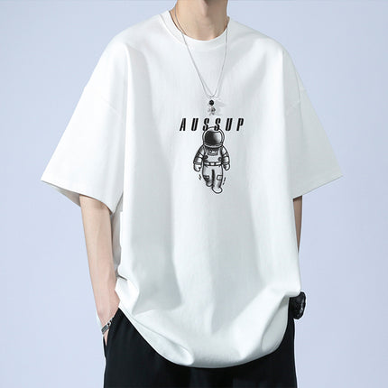 2024 Summer Short-sleeved Loose T-shirt Men's Trendy Brand Casual Half-sleeved Trendy T-shirt Base Shirt Five-sleeved Top