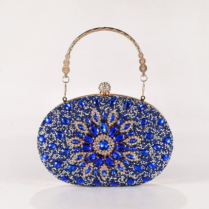 Cross-border Fashion Diamond-encrusted Sunflower Bag Dinner Portable Oval Bag Shiny Rhinestone Gift Bag