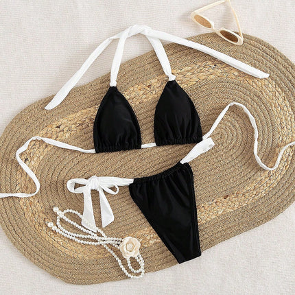 Solid Color Cross-Border 2026 Swimwear New Fashion Sexy Bikini European and American Style Tie-Up Two-Piece Swimsuit Set for Women