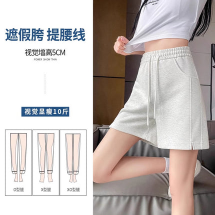 Gray Sports Shorts for Women 2025 Summer New Hot Style Summer Hot Mid-Pants American Casual Three-Quarter Pants
