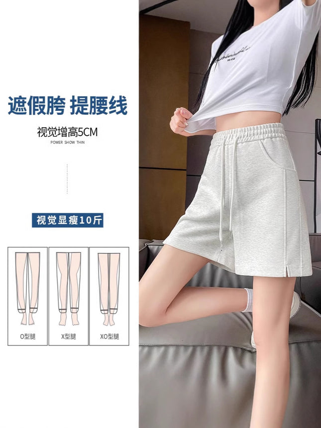 Gray Sports Shorts for Women 2025 Summer New Hot Style Summer Hot Mid-Pants American Casual Three-Quarter Pants