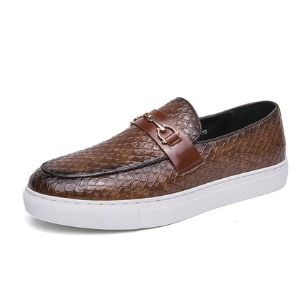 2025 Cross-border AliExpress Men's Business Casual Board Shoes British Leather Shoes Men's Shoes Slip-on Loafers Explosion