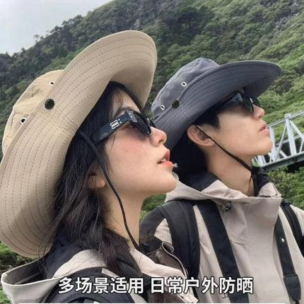 Western Cowboy Hat for Women, Outdoor Hiking and Camping Style Sunshade Sun Hat for Men, Japanese Style Large Brim Fishing Hat