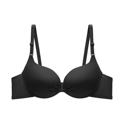 Cross-border in stock and foreign trade solid color glossing bra women with steel ring top support gathered seamless underwear anti-sagging bra
