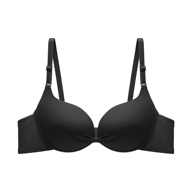 Cross-border in stock and foreign trade solid color glossing bra women with steel ring top support gathered seamless underwear anti-sagging bra