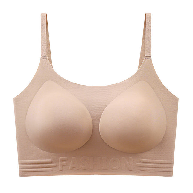 Seamless Liquid Foundation Underwear Women's Summer Thin Steel Ring-Free Invisible Bra Vest Beautiful Back Skin Color Bra
