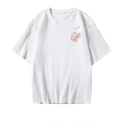 Same Color Couple Dress 2024 New Summer Niche High-end Sense Internet Celebrous Trend Pure Cotton Short-sleeved T-shirt suit Women