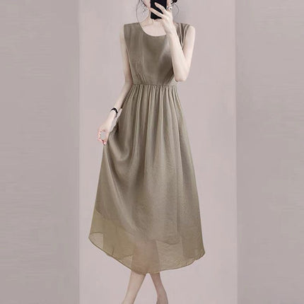 Gentle Style Age-reducing Elegant Niche Sleeveless Dress Summer New Women's Clothing Tea Break French Fashionable Slimming Skirt