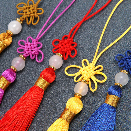 Tassel Spike Chinese Knot Mini Pendant Nylon Jade Line Vertical Ice Silk Constant DIY Sachet Folding Fan Hanging