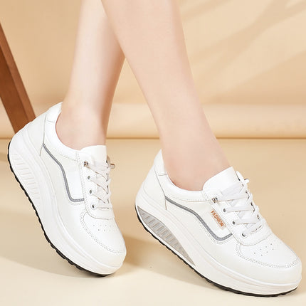 White Shoes for Women, Mother's Shoes, 2025 Spring & Fall New Rocking Shoes, Sports Shoes, Thick-Soled Casual Shoes, Breathable Commuter Shoes